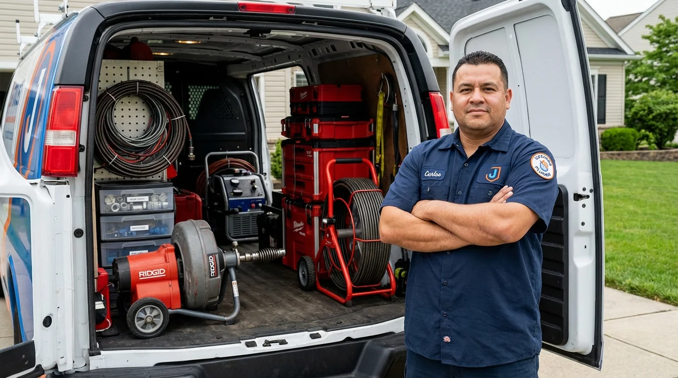 Professional drain cleaning equipment and Johns Plumbing LLC plumber in New Kent