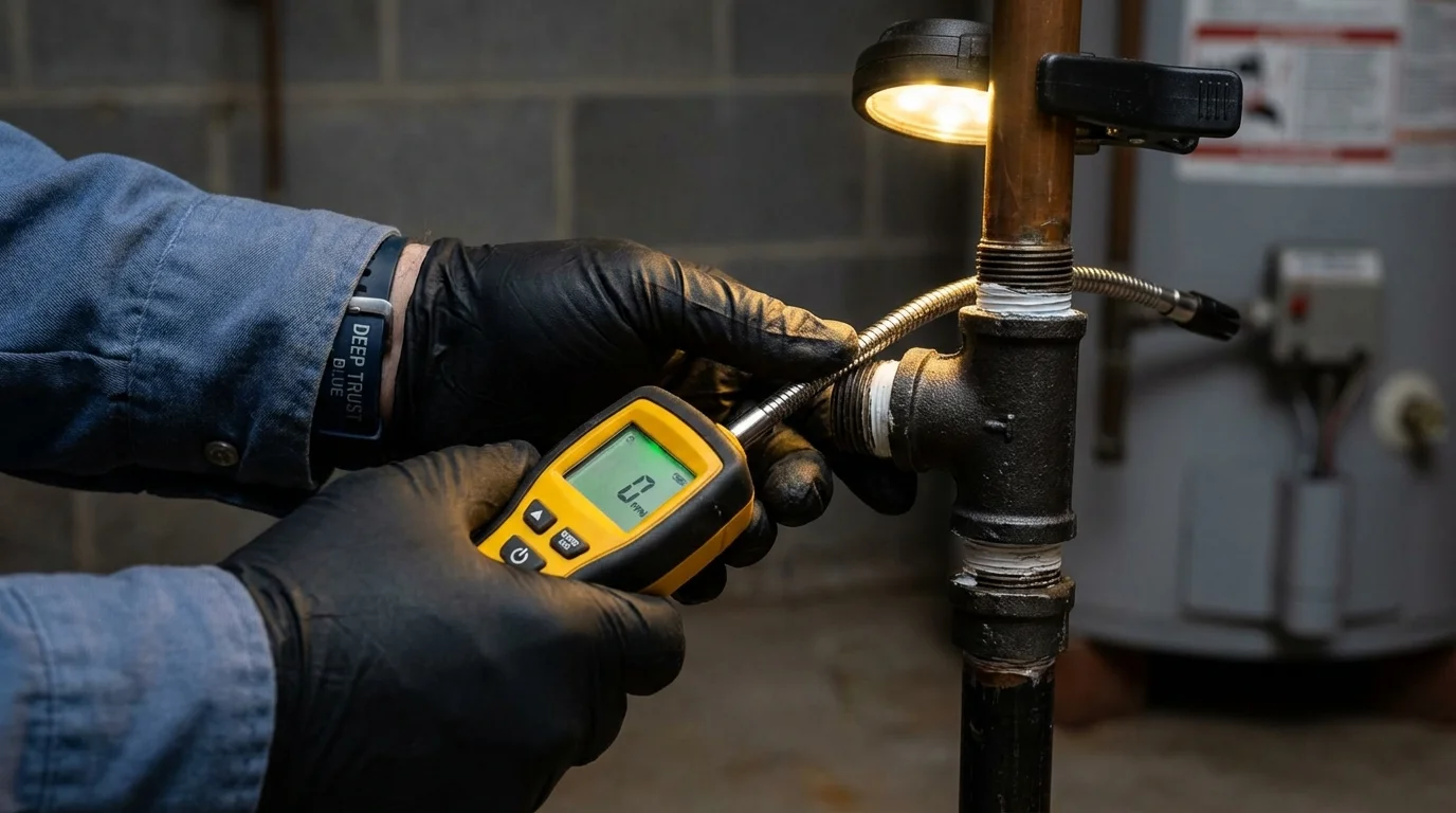 Gas leak detection with electronic sniffer by Johns Plumbing LLC in New Kent